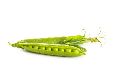Green peas on white background