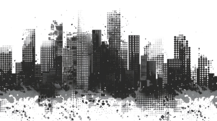 Subtle halftone grunge urban vector on transparent background
