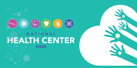 National health Center week is observed every year during August, to raise awareness about the mission and accomplishments of America's health centers over the past five decades. Vector illustration.