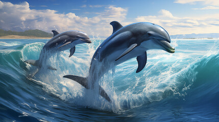 Fototapeta premium Ecology of dolphins.