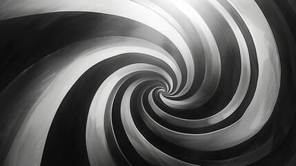 Fototapeta premium Black and White Swirls A mesmerizing black and white abstract painting with swirling lines and shapes creates a sense of movement and optical illusion