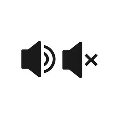 On and off audio. Sound icon flat style isolated on white background. Vector illustration