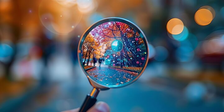 Clarity, A magnifying glass revealing a vibrant image on a blurry background, representing gaining clarity of thought