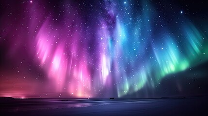 Beautiful fantasy starry night sky, blue and purple colorful, galaxy and aurora 4k wallpaper  