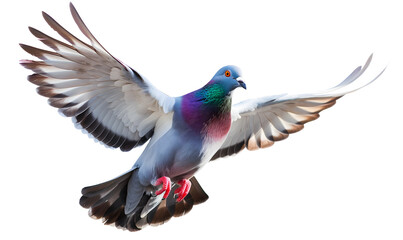 Fototapeta premium Flying Pigeon Isolated on a White Background