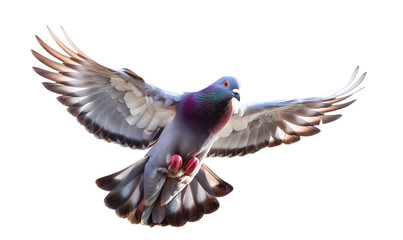 Flying Pigeon Isolated on a White Background