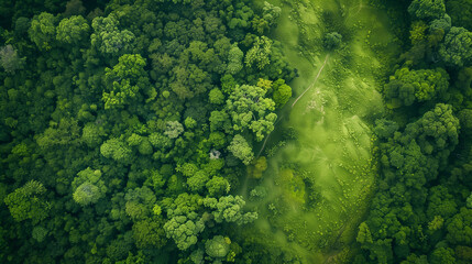 aerial view of beautiful green landscape, relaxing wallpaper, background 