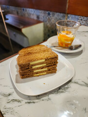 Kaya toast butter and half egg boiled. Traditional oriental and vintage kopitiam breakfast style. Popular in Malaysian and Singaporean.