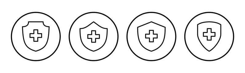 Obraz premium Health insurance icon set. Insurance health document icon