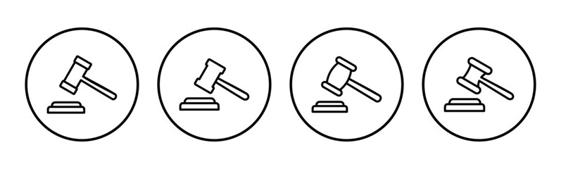 Gavel icon set. judge gavel icon vector. law icon vector. auction hammer