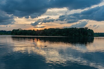Stormy Sunset Over Lake Marburg, Pennsylvania USA