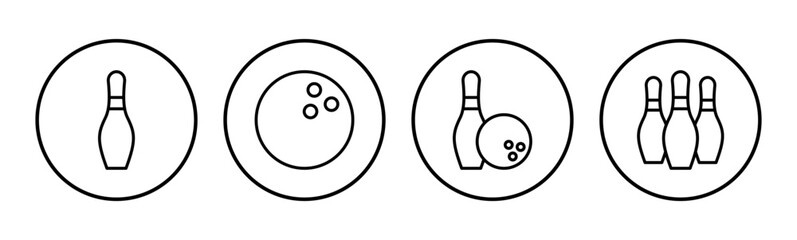 Bowling icon set. bowling ball and pin icon. bowling pins