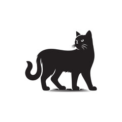 Set of black cats looking out the window. Collection of cartoon cats peeking of the corner. Funny peeking pets. Playful kitten. Vector illustration on white background.