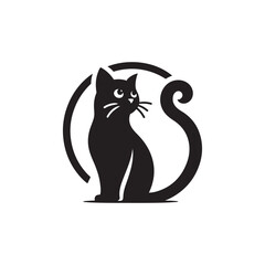 Set of black cats looking out the window. Collection of cartoon cats peeking of the corner. Funny peeking pets. Playful kitten. Vector illustration on white background.