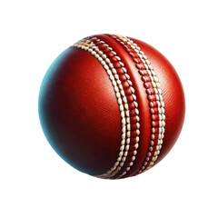 Close-up of a leather cricket ball with prominent stitches, ideal for sports concepts and cricket-related designs.