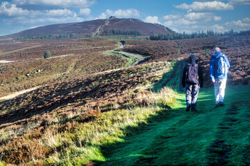Walkers in  the Countryside (Moel Famau Country Walk in North wales, UK.)