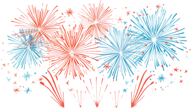 Colorful fireworks on transparent background