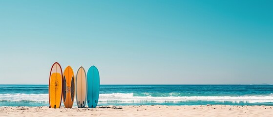 Beachside surf lesson setup with boards and an instructor, attracting summer adventure seekers