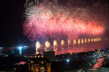 United Arab Emirates - Abu Dhabi - Fireworks over Emirates Palace for New Year 
