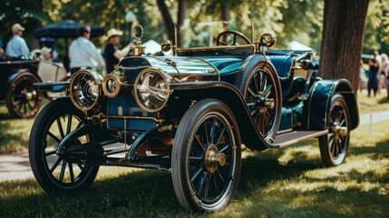 A vintage car show featuring automobiles from the early 20th century