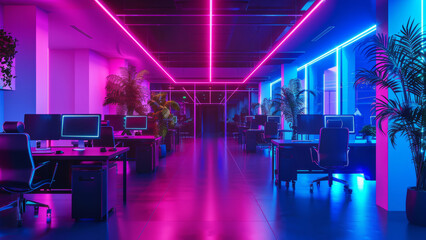 High-Tech Office with Neon Lighting