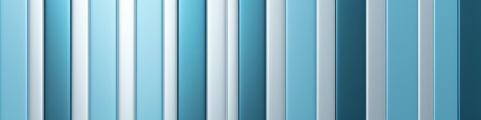 of vertical stripes in metallic silver, teal blue, and white colors, banner