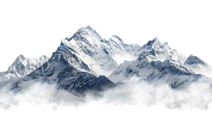 Obraz premium Snow-capped rugged mountains on transparent background