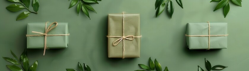 Product packaging mock up with green and brown color scheme, natureinspired patterns of vines and leaves, perfect for ecoconscious brands looking to emphasize sustainability