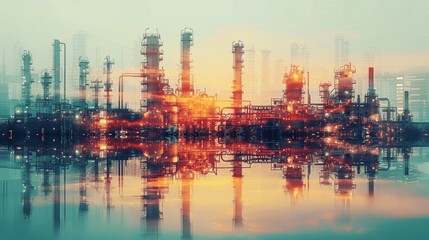 Obraz premium Future Energy Factory Plant Concept Digital Art in Oil and Gas Industry