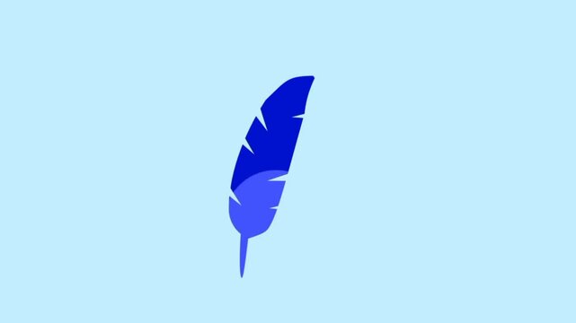 animated logo of a bird feather with the dominant color blue.mp4,motion grphic.vidio