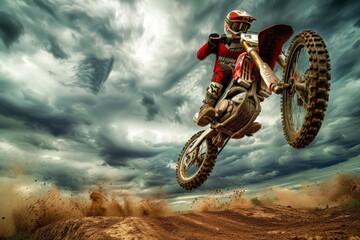 Naklejka premium action shot motocross biker