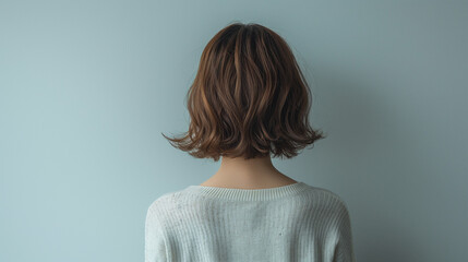 ショートカットの女性の後ろ姿