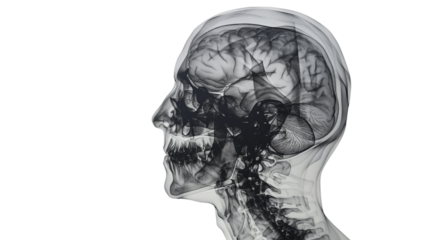 X-ray anatomy brain on transparent background