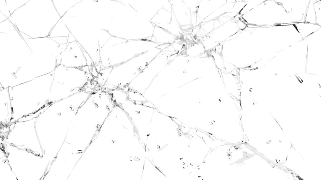 Abstract broken glass on transparent background 