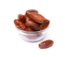 Dried dates fruits in glass bowl