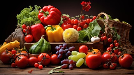 tomatoes, peppers, apples, and berries, 