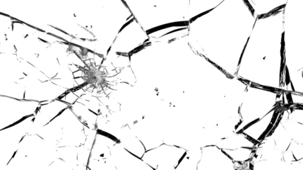 Abstract broken glass on transparent background 