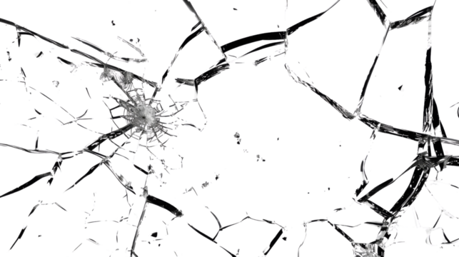Abstract broken glass on transparent background 