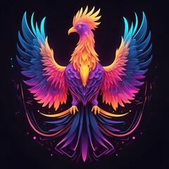 Obraz premium A colorful bird with a bright blue head and orange tail feathers