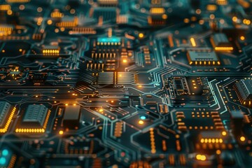 Fototapeta premium abstract circuit board pattern symbolizing computer technology and artificial intelligence digital illustration
