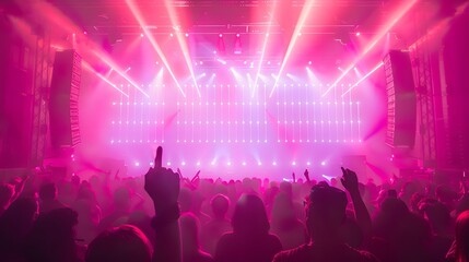 A neon-lit 80s music concert with LED light signs., isolated white background, Retro 80s synthwave, Photo stock style, clean background, no copyrighted logo, no letters