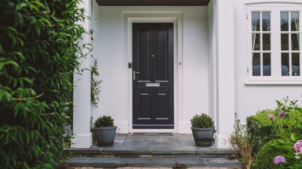 Fototapeta premium Stylish Modern Cottage: A Comfortable Front Door for Your Home