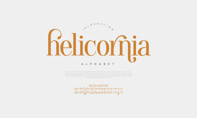 Fototapeta premium Helicornia premium luxury elegant alphabet letters and numbers. Vintage wedding typography classic serif font decorative vintage retro. creative vector illustration