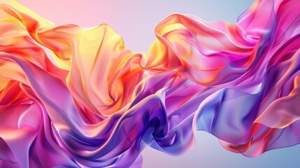 Obraz premium 3D render wallpaper featuring abstract color fabric floating