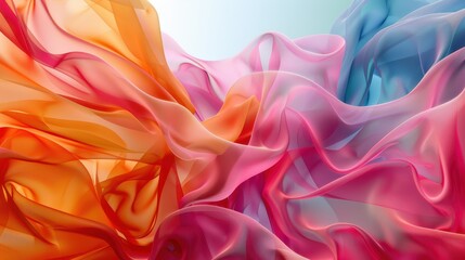 Fototapeta premium 3D render wallpaper featuring abstract color fabric floating