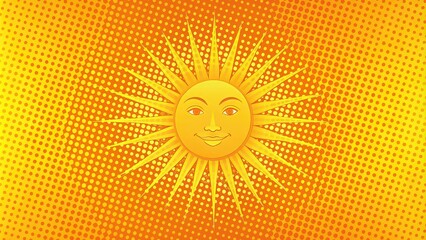 Halftone pattern of a sun profile in an editorial style, sun, profile, halftone, pattern, editorial, design, graphic