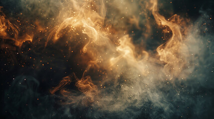 Obraz premium Abstract image of fire and smoke in dark space.