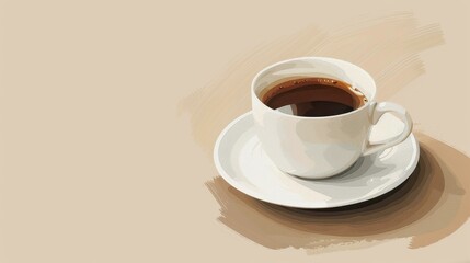 Obraz premium A cup of coffee on a warm beige 