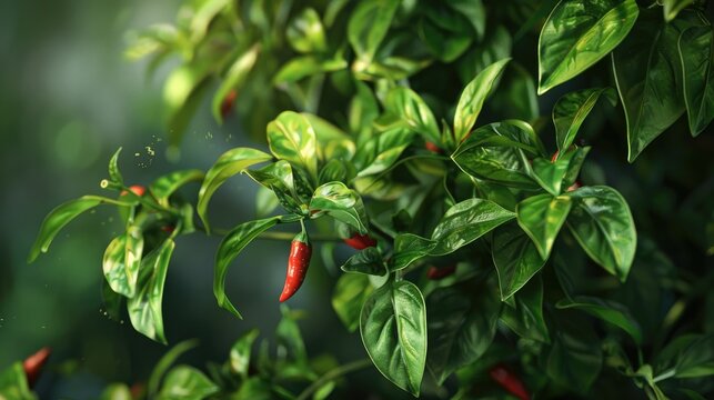 Close up of a chili tree plant