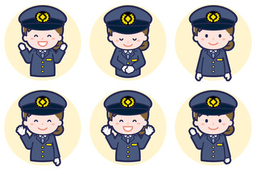 女性運転手のポーズセット_02